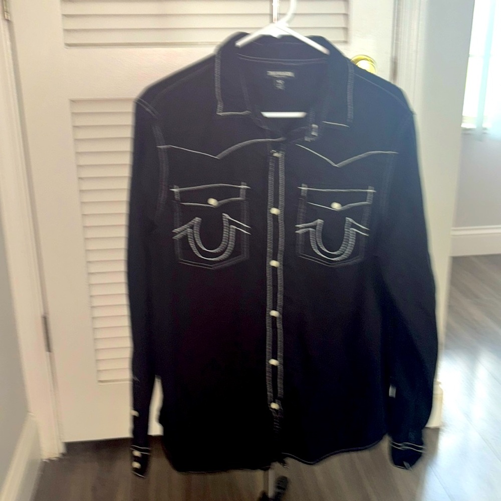 True Religion Dark Jean Button Up Men’s Large